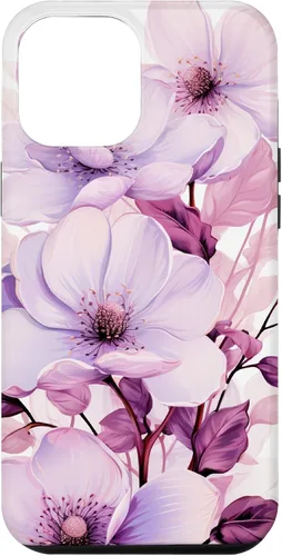 Vista 26 de Funda para iPhone 17, diseño de flores de magnolia rosa y morado lavanda