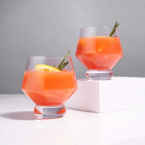 Vista 5 de Viski Raye Copas de ponche de cristal con patas juego de 2 - Juego de regalo de copas de cóctel de vidrio transparente de cristal premium, sin