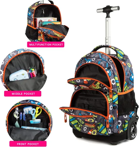 Vista 3 de MOHCO Mochila con ruedas de 16 pulgadas para niños y niñas