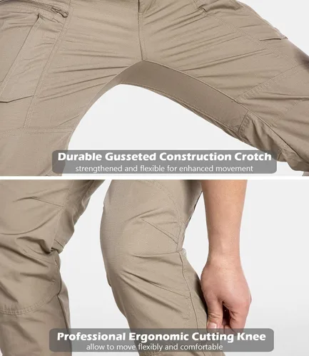 Vista 5 de CARWORNIC Pantalones tácticos ligeros para hombre, pantalones cargo militares, resistentes al agua, para senderismo, trabajo