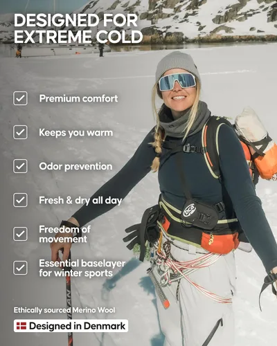 Vista 3 de DANISH ENDURANCE Capas Base de Lana Merino para Mujer, Set Extremadamente Cálido Verde oscuro