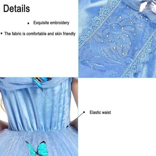 Vista 4 de Familycrazy Princess Dresses for Girls Cinderella Costume Toddler Halloween Christmas Cosplay Butterfly Fairy Fancy Dress