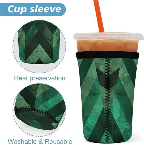 Vista 3 de Emu With Emerald Green Underwater Coral Reef Reusable Insulated Neoprene Iced Coffee Cup Sleeves 3 Sizes Diving Material Cup Durable Beverage Covers