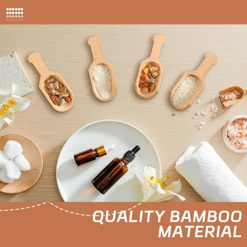 Vista 4 de Dandat Paquete de 100 mini cucharas de madera para tarros pequeños de sal de baño, cucharas de bambú a granel, cuchara pequeña de madera, cuchara