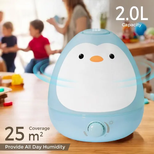Vista 4 de Earnest Living Humidificador de niebla fría 3 en 1 para bebé con difusor de aceite esencial + luz nocturna, humidificador sin bisfenol A sin