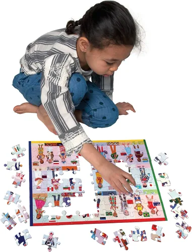 Vista 4 de eeBoo: Children of The World - Rompecabezas de 100 piezas, permite a los niños aprender sobre diferentes países, fomenta la resolución de problemas