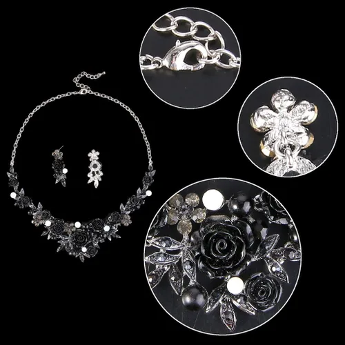 Vista 5 de EVER FAITH Conjunto de pendientes perforados con collar de perlas de imitación de cristal austriaco para mujer