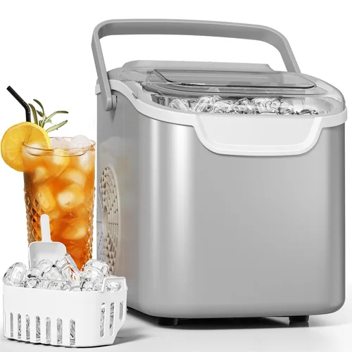Vista 8 de Antarctic Star Pro-Grade Máquina para hacer hielo para encimera, 8 cubos en 6 minutos, 26 libras/día, autolimpieza, 2 tamaños, ultra silenciosa