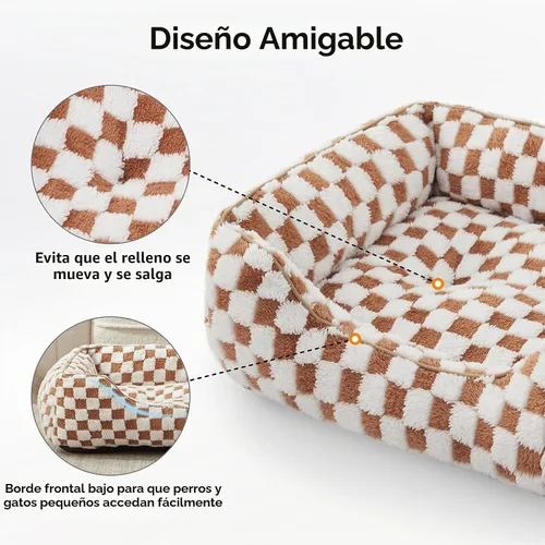 Vista 5 de JOEJOY Cama para perros medianos y pequeños, sofá cama ortopédica rectangular para perros, bonita cama moderna para cachorros con felpa jacquard