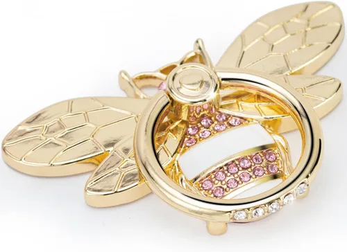 Vista 14 de Allengel Soporte para anillo de teléfono con cristal de abeja, bonito soporte de anillo de teléfono para iPhone o teléfono inteligente, dorado