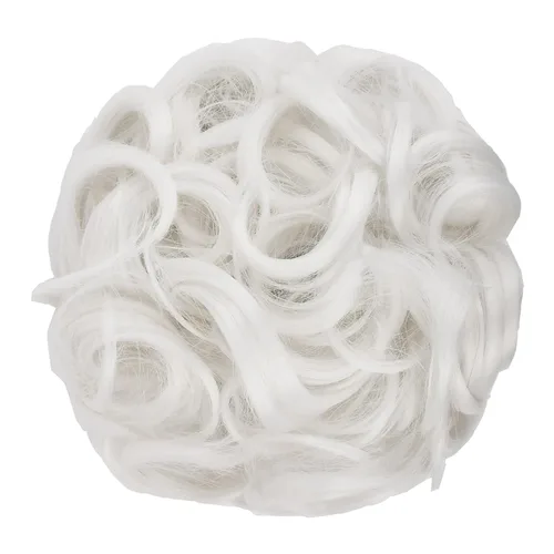 Vista 2 de Elaine Extensión de Coletero Grande y Desordenado, Rizos de Cabello Sintétcio, Coleteros Ondulados Grandes, Trenza Gruesa para Mujeres (#Blanco)