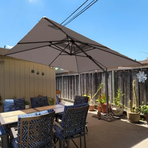 Vista 18 de PURPLE LEAF Sombrilla de Patio Voladiza de 10' x 13' para Exteriores con Base de 330 libras, Sombrilla Rectangular Grande Resistente al Viento