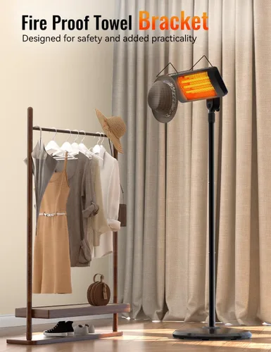 Vista 7 de Calentadores de exterior para patio, temporizador de 12 horas y 3 niveles de calor, calentador eléctrico impermeable IP54, cubiertas de calefacción