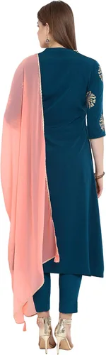 Vista 6 de Janasya Conjunto de túnica india para mujer con Dupatta