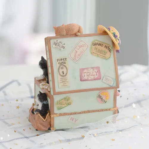 Vista 8 de LOVE FOR YOU Caja de música envuelta para regalo para amantes de los gatos, cofre del tesoro, decoración musical para niñas y mujeres, niños