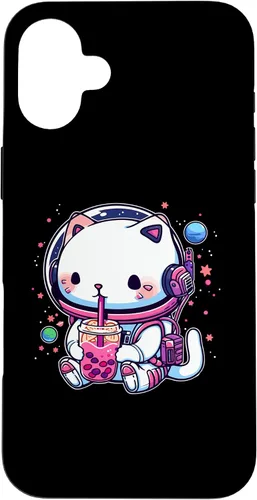 Vista 22 de iPhone 16 Kawaii Cat Bubble Boba Tea In Space Astronaut Anime Girls Case