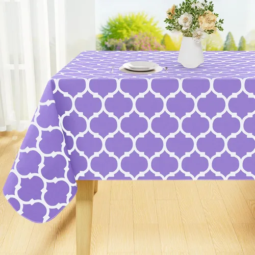 Vista 20 de Smiry - Mantel cuadrado de vinilo impermeable con respaldo de franela para mesas cuadradas, manteles de plástico lavables a prueba de derrames