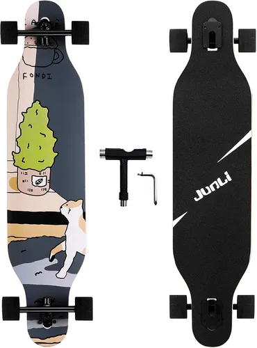 Vista 11 de Junli - Patineta Freeride de 41 pulgadas, para skateboarding, estilo libre y pendientes.
