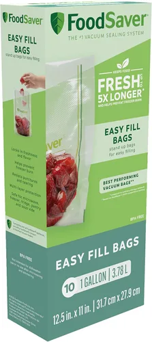 Vista 2 de FoodSaver Bolsas selladoras al vacío, rollos para almacenamiento hermético de alimentos y Sous Vide, 11 pulgadas x 16 pies y bolsas selladoras al