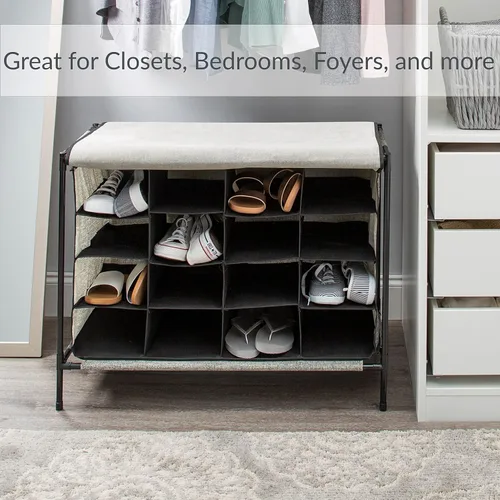 Vista 7 de Simplify Cubby de zapatos, 16 compartimentos, gris (23200-GREY)