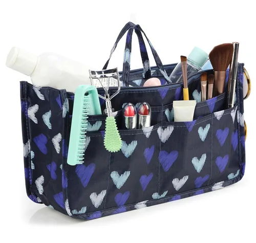 Vista 2 de Micom Organizador de cosméticos extensible, con estampado, asas, 13 bolsillos, para cartera de mujer, L, Swallow