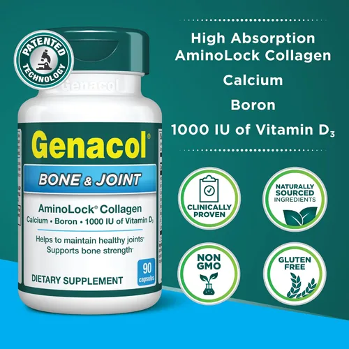 Vista 4 de Genacol Huesos y articulaciones: calcio, vitamina D3, boro y colágeno ultrahidrolizado, vitaminas para huesos y articulaciones, 90 cápsulas