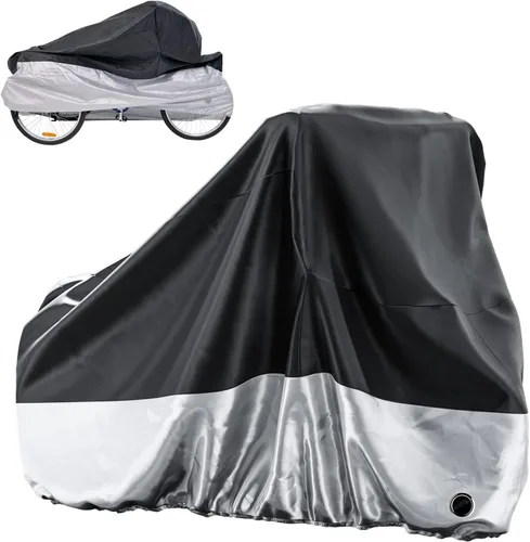 Vista 7 de MOPHOTO Funda de triciclo para adultos para almacenamiento al aire libre, cubierta impermeable para bicicleta para triciclos adultos, fundas Negro