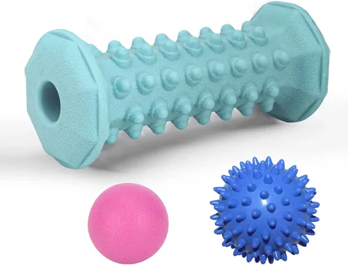 Vista 12 de Alivio de la fascitis plantar, masajeador de rodillos de pies, bola de lacrosse de masaje, juego de terapia de bola puntiaguda para aliviar