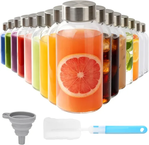 Vista 10 de [Usado] Sursip 16 oz Glass Juice Bottles with Lids, 6 Pack Reusable Clear Glass, Silicone Sleeves and Straws, Leakproof, For Juicing, Smoothies