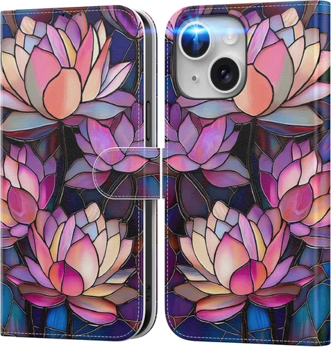 Vista 100 de DEENAKIN Funda tipo cartera para iPhone 15 con tarjetero + clip para efectivo, bloqueo RFID, protección contra caídas de grado militar y obras