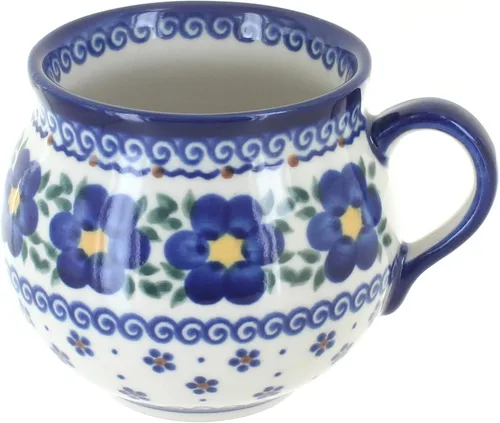 Vista 12 de Blue Rose Polish Pottery - Yellow Alyssa Bubble Mug - 14 oz - Unique Shape Mug for Coffee & Tea