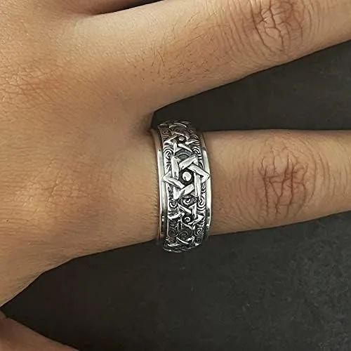 Vista 4 de Anillo giratorio de plata con estrella de David Anillo pesado giratorio de estrella de 0.354 in para hombre Joyería de plata de ley 925