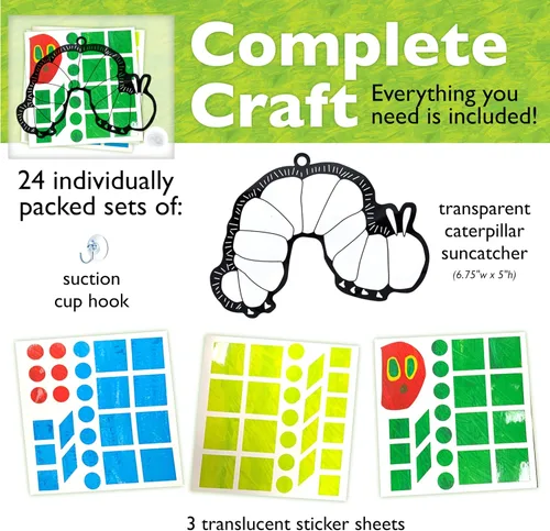Vista 3 de Creativity for Kids Suministros para fiestas de The Very Hungry Caterpillar: adhesivos Suncatchers - 24 recuerdos de fiesta de cumpleaños, recuerdos