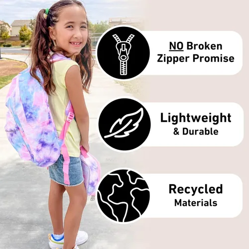 Vista 3 de Fenrici Mochila para niños, niños, mochila para la escuela, bolsas para libros con compartimento acolchado para laptop, 17 pulgadas, Rosado