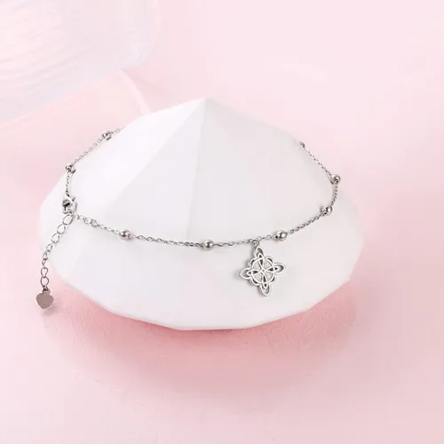 Vista 3 de Tobillera de plata de 925 para mujer chica para uso bohemio playa ajustable para regalo de cumpleaños