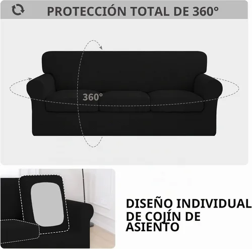 Vista 3 de ISSUNTEX 2 Piezas Fundas para Silla y Sofá de Alta Elasticidad Gruesas, Funda Suave para Sofá de 1 Cojín Separado, Tela Jacquard Funda Elástica