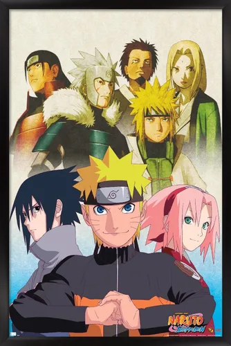 Vista 9 de Trends International Naruto Shippuden - Póster de pared de arte clave, 14.725 x 22.375 pulgadas, versión enmarcada de madera de granero