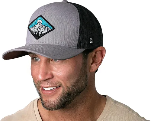 Vista 3 de HAKA Sombrero de camionero de campamento, sombrero de malla de montaña para hombres y mujeres, gorra de béisbol ajustable a presión, sombrero de golf