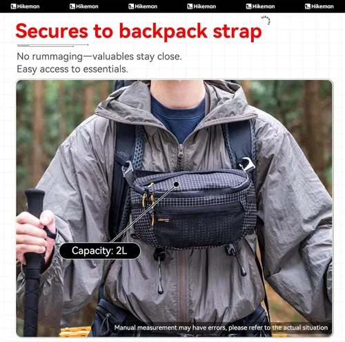 Vista 2 de HIKEMAN - Riñonera para mochila y bolsillo ligero para teléfono Negro