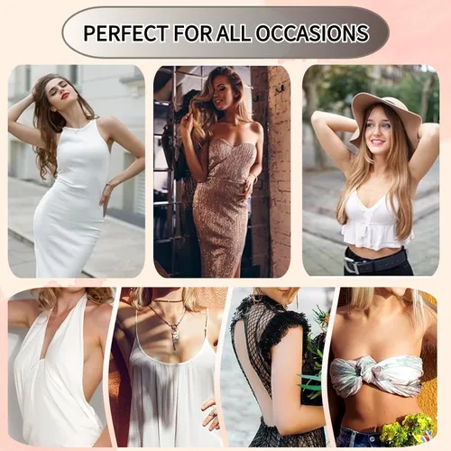 Vista 4 de JUST BEHAVIOR Brasier con realce de espalda descubierta, sin tirantes, reutilizable, adhesivo de elevación para uso diario, para mujer con encaje