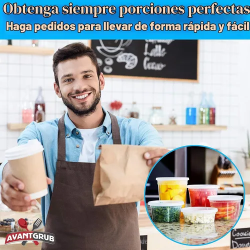 Vista 6 de Recipientes de plástico de 8 onzas sin BPA de grado deli-Grade con tapas, 48 unidades a prueba de fugas, para microondas, para pedidos para llevar