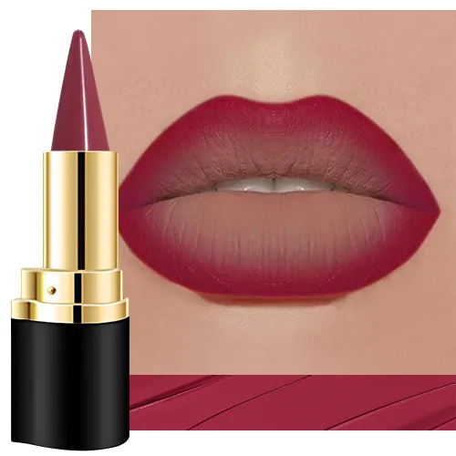 Vista 52 de evpct Combo de delineador de labios metálico rosa brillante y lápiz labial, lápiz labial con punta de cono para mujer, de larga duración