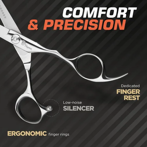 Vista 5 de Tijeras Profesionales para Cabello de 5 Pulgadas con Cuchillas Extremadamente Afiladas, Tijeras de Corte de Cabello de Acero 440C, Duraderas