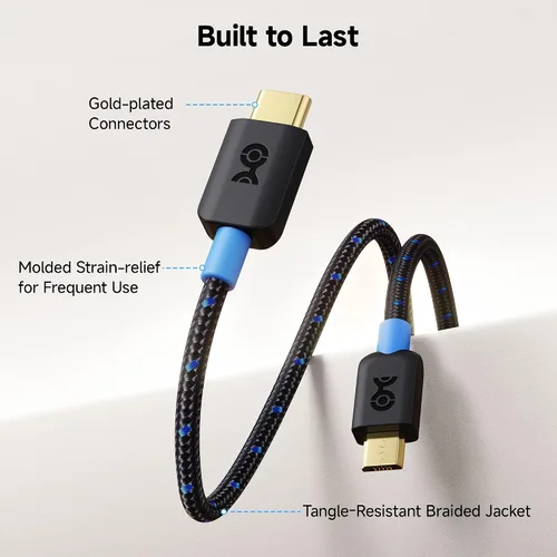 Vista 7 de Cable Matters Cable trenzado USB C a micro USB – 1 pie, [carga de 3A/15 W, datos de 480 Mbps] cable microUSB a USBC, cable Micro-B 2.0