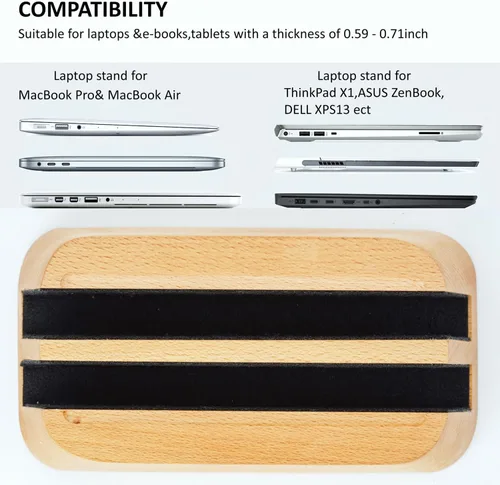 Vista 4 de ACODE Soporte vertical de madera para laptop, soporte para computadora portátil compatible con superficies MacBook Pro Air, ranura de almacenamiento