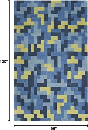 Vista 2 de Modway Andela - Alfombra de mosaico entrelazada de 8 x 10 pies, color azul multicolor y verde oliva claro