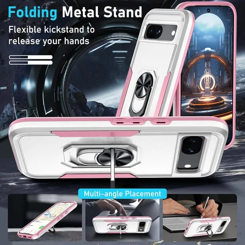 Vista 2 de Janmitta Funda para Google Pixel 8a con Protector de Pantalla + Protector de Lente de Cámara, Resistente a Prueba de Golpes de Servicio Pesado