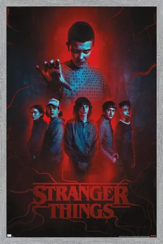 Vista 8 de Trends International Netflix Stranger Things: Season 4 - Póster de pared de grupo, 14.72 x 22.37 pulgadas, versión enmarcada de madera de granero