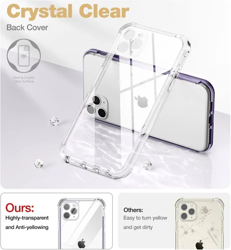 Vista 3 de SURITCH Funda transparente para iPhone 11 Pro Max (solo 6.5 pulgadas), [protector de pantalla integrado] protección de cuerpo completo, resistente a