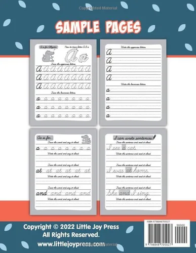 Vista 2 de Cursive Handwriting Workbook for Kids Learn to Write in Cursive and Practice Cursive Handwriting by Letter Tracing, Sight Words, and Sentence